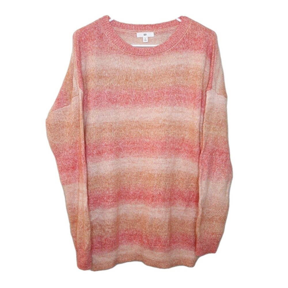 Bp Sweater Orange Women Size M Pullover Ombre Long Sleeve Ribbed Trim Oversized